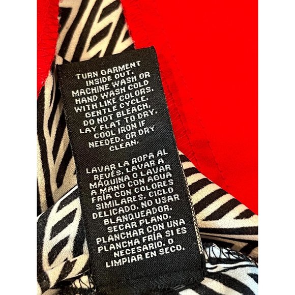 Zack & Rachel Womens Tunic Blouse Split Back Sleeveless Aztec Print Black Red L - Picture 7 of 7